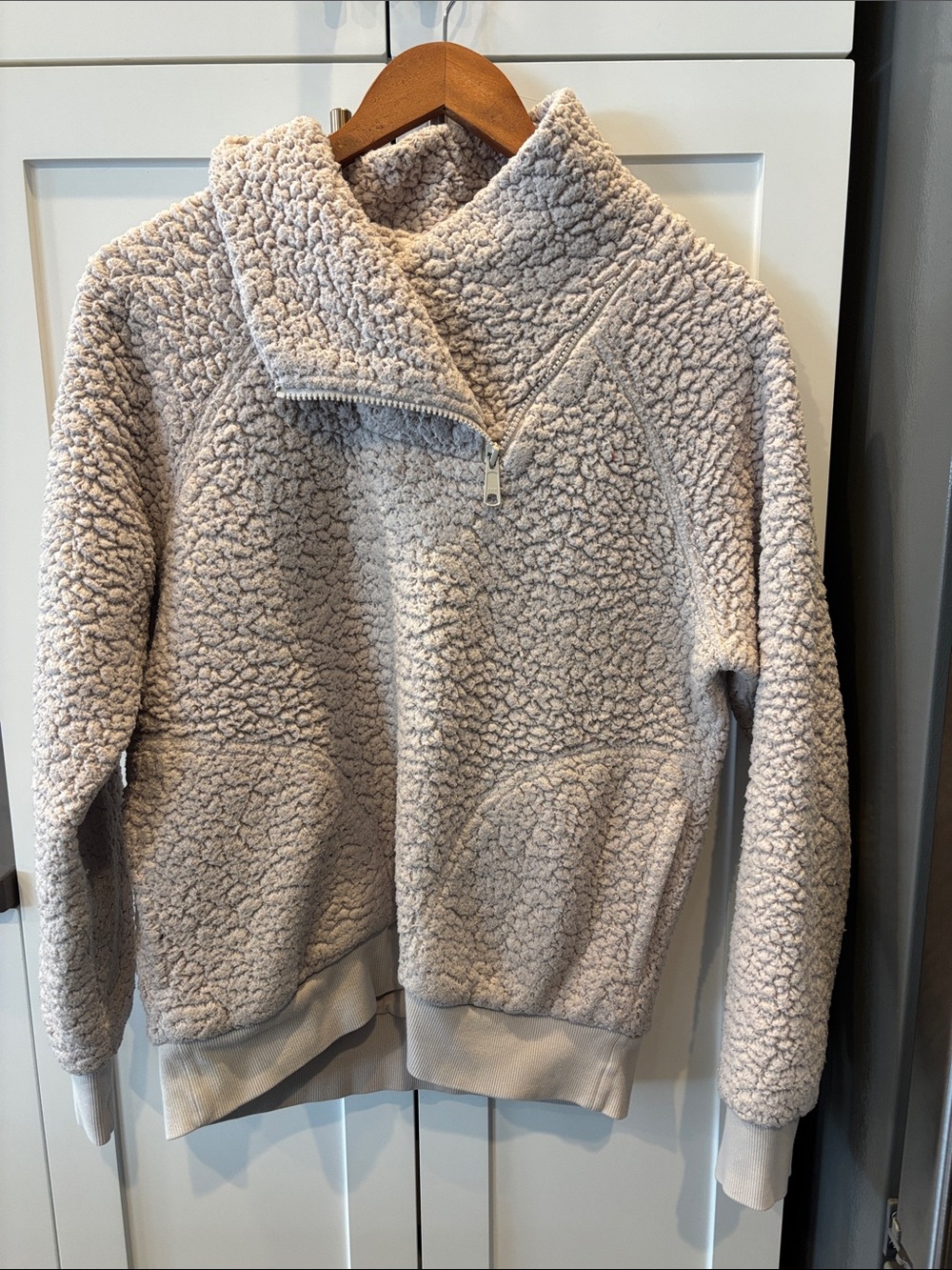 Women’s Cozy Sherpa Quarter-Zip Pullover Sweater - Cream
